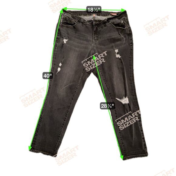 Jag Jeans Plus Sz 18W Black Stretch Denim Girlfriend Raw Edge Ankles Retro Boho - Picture 3 of 11